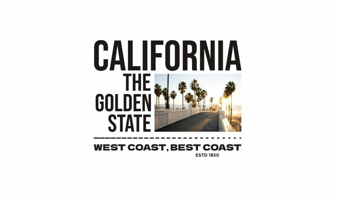 California the golden state typography design t-shirt design template