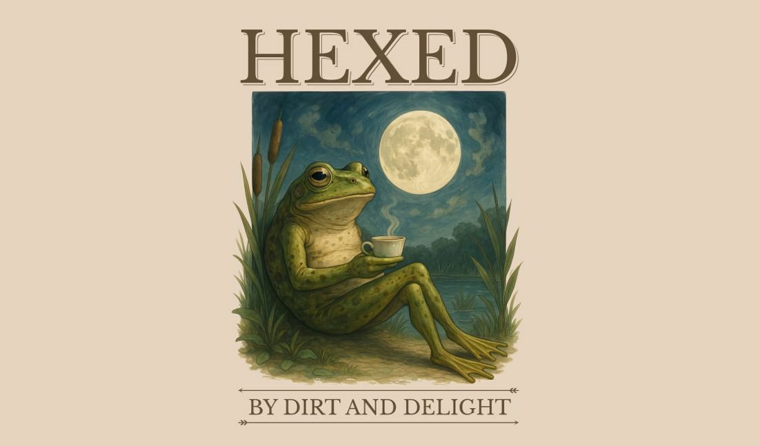 Charming frog illustration with whimsical tea theme t-shirt design template