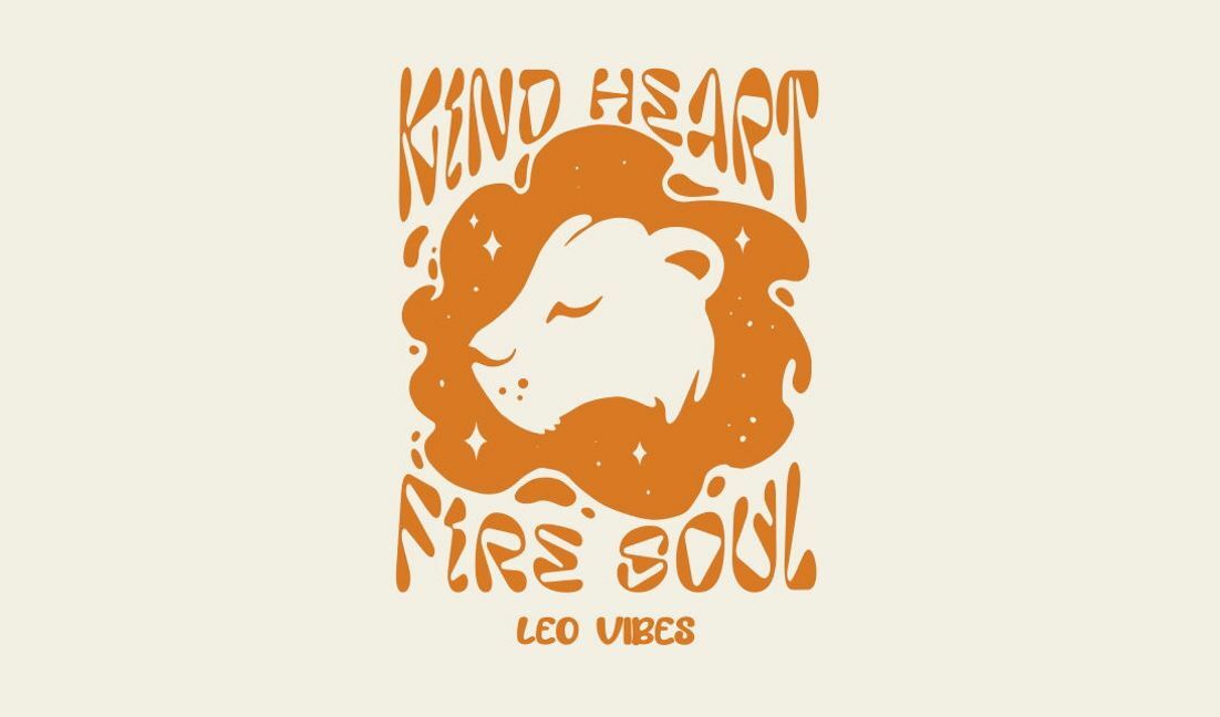 Plantilla de diseño para camiseta Estampado de león juguetón con mensaje de corazón bondadoso y alma de fuego.