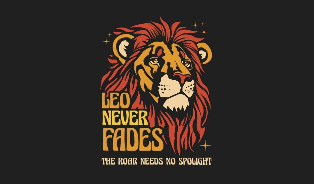 Plantilla de diseño para camiseta Ilustración elegante de león con cita motivacional.