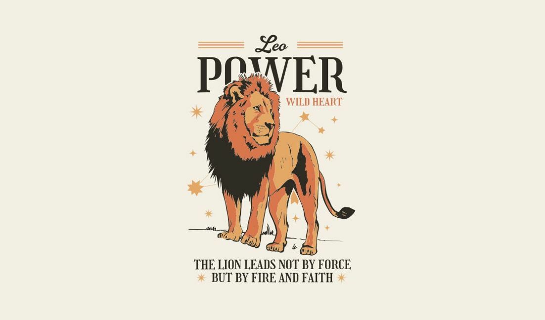 Modelo de design para camiseta Ilustração ousada de leão com citação empoderadora