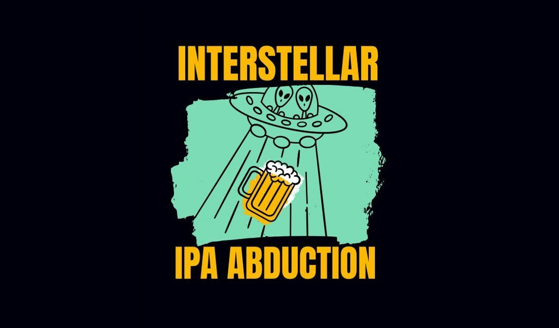 Modelo de design para camiseta Design divertido de abdução de cerveja interestelar