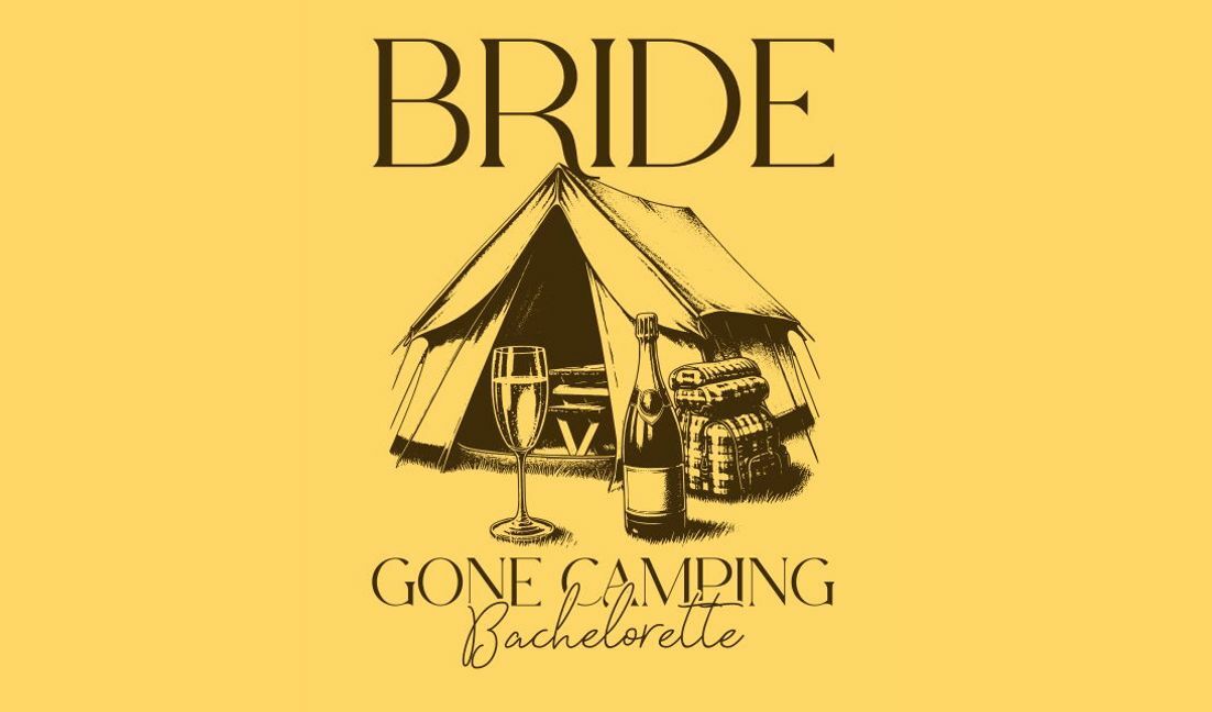 Plantilla de diseño para camiseta Diseño de cita para despedida de soltera en camping