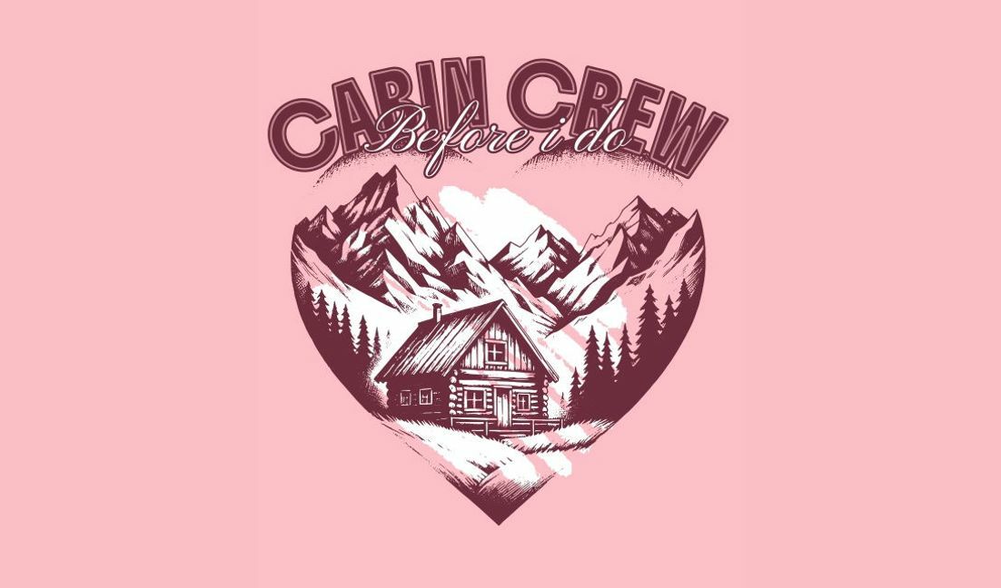 Whimsical cabin crew design with heart motif t-shirt design template
