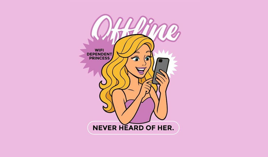 Modelo de design para camiseta Design divertido de princesa offline
