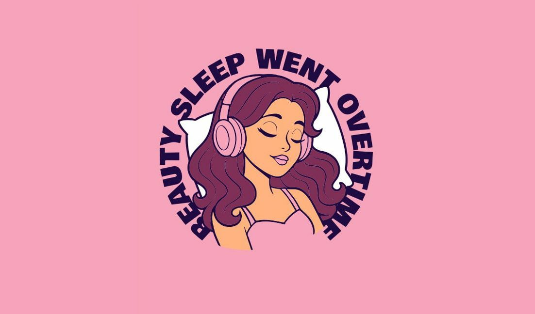 Plantilla de diseño para camiseta Diseño encantador para dormir con auriculares.