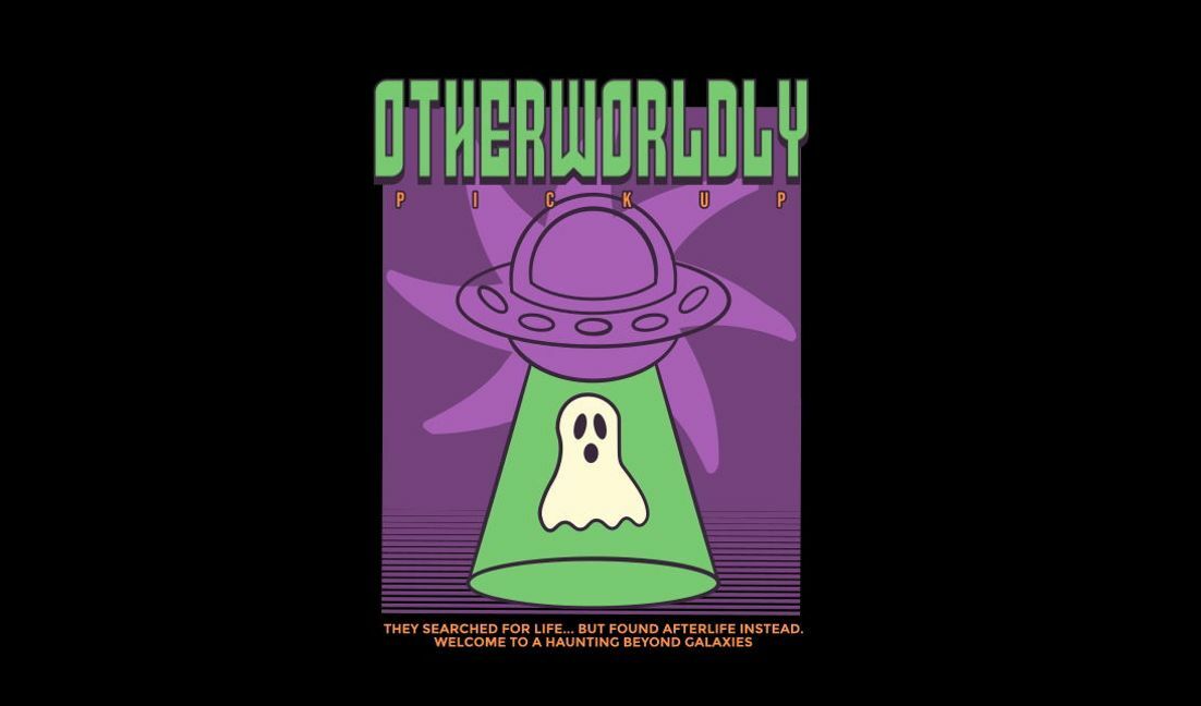 Otherworldly alien and ghost graphic design t-shirt design template