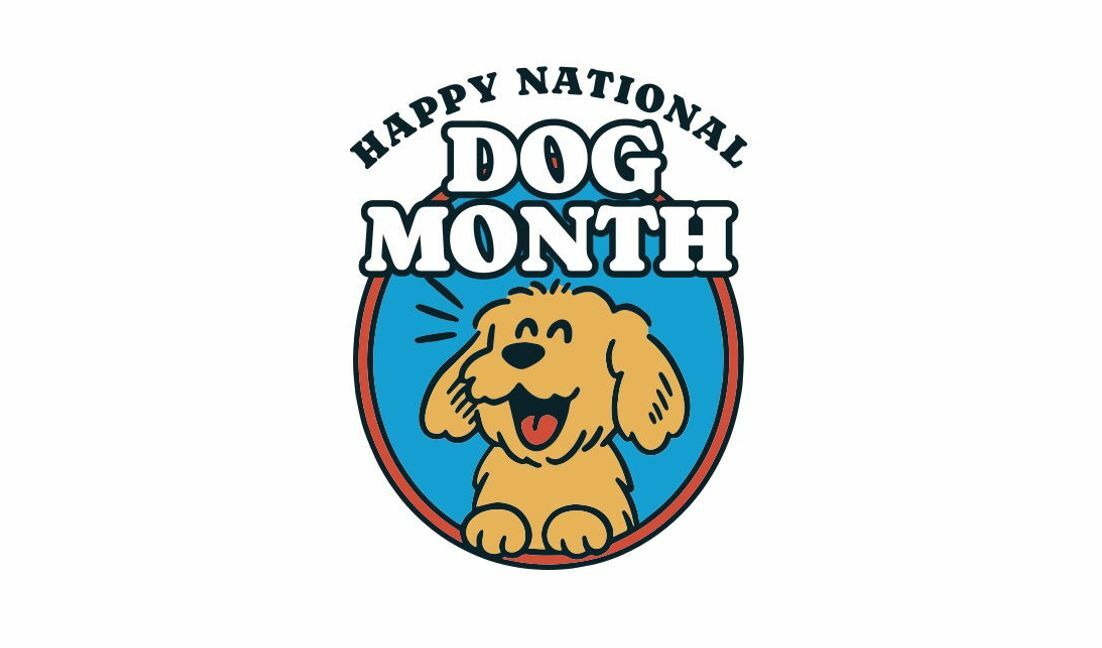 Playful dog month celebration design t-shirt design template