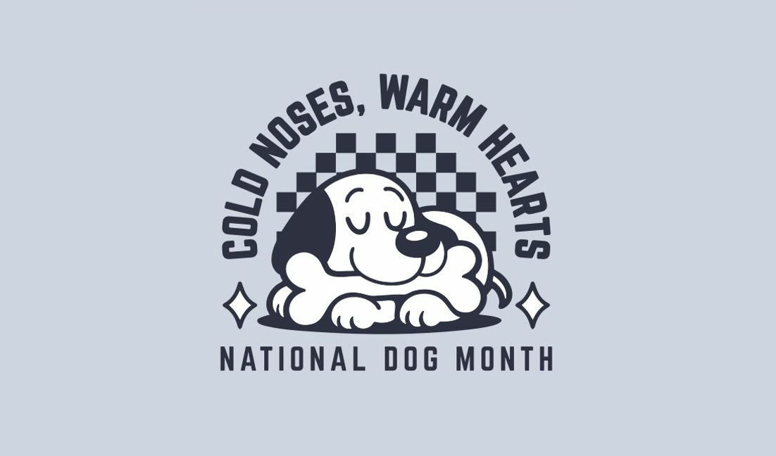 Charming dog-themed illustration for national dog month t-shirt design template