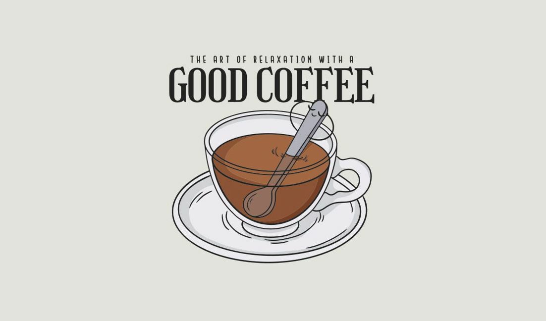 Kaffee-Entspannungszitat mit Tassendesign T-Shirt-Designvorlage