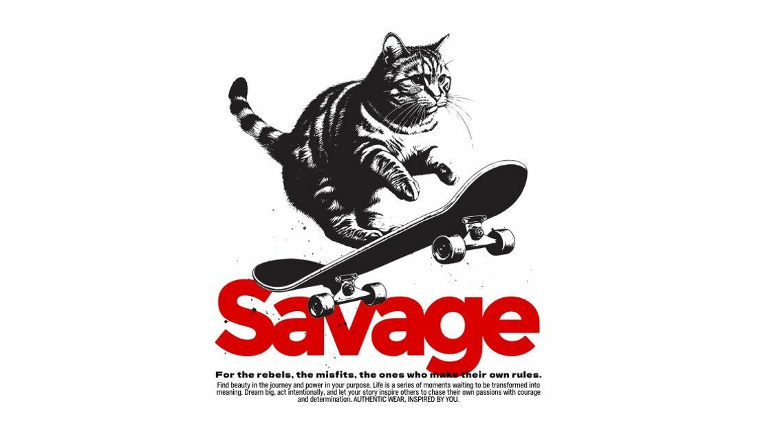 Modelo de design para camiseta Design de skate de gato brincalhão