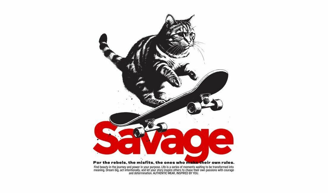 Plantilla de diseño para camiseta Diseño de patineta de gato juguetón