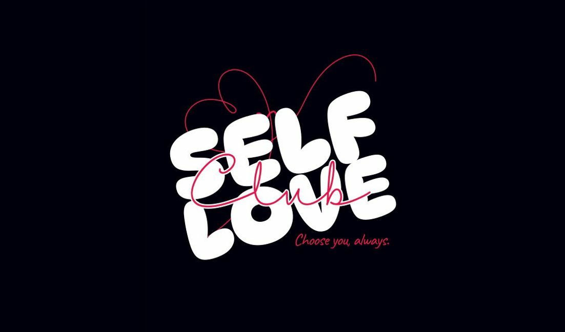 Modelo de design para camiseta Design de citação motivacional para clube de amor próprio