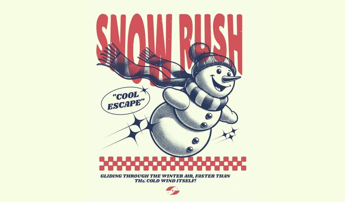 Playful snowman graphic with winter catchphrase t-shirt design template