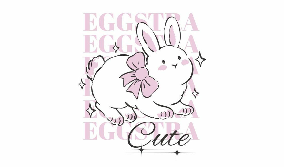 Entzückendes Hasendesign mit verspieltem Text T-Shirt-Designvorlage