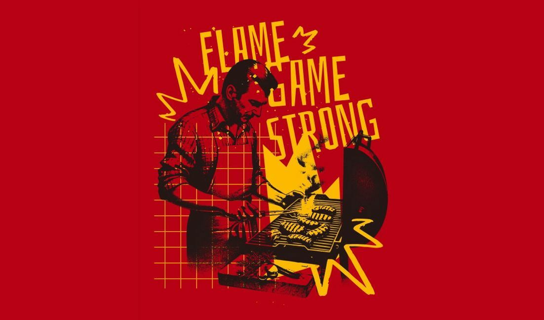 Vintage Barbecue Grilldesign mit starkem Zitat T-Shirt-Designvorlage