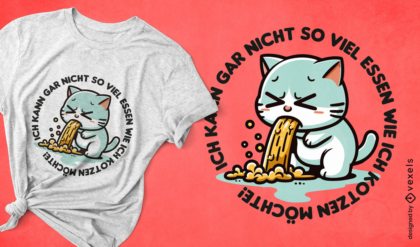 Humorvolles T-Shirt-Design mit kranker Katze