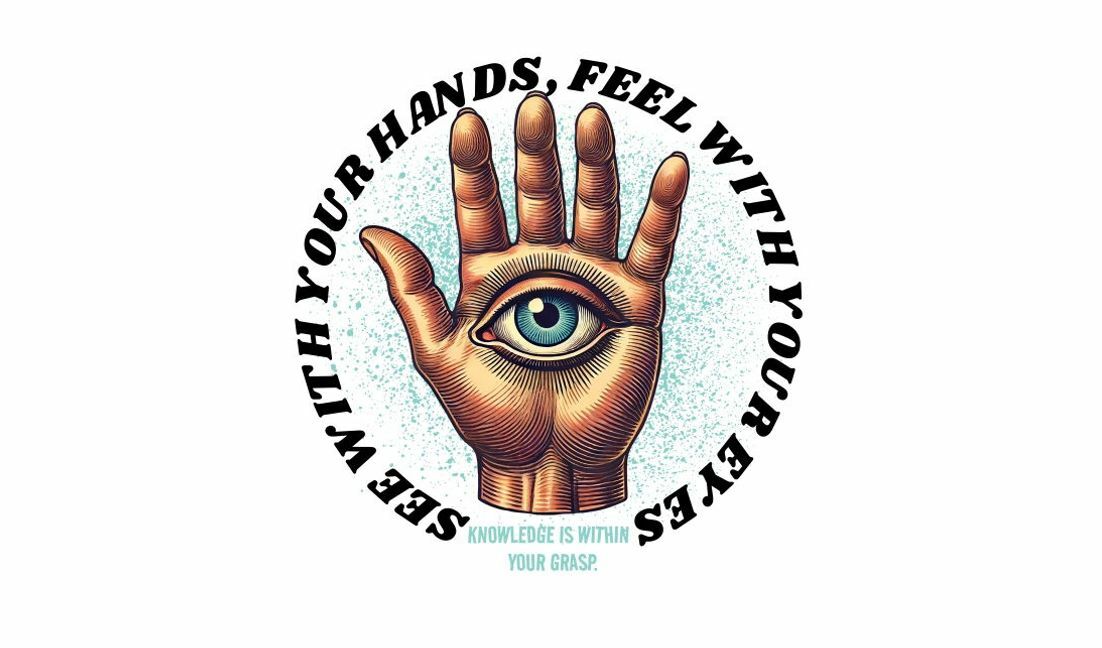 Modelo de design para camiseta Design de ilustração intrigante de mãos e olhos