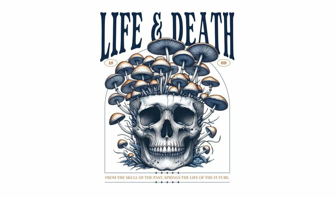 Intricate life and death skull design t-shirt design template