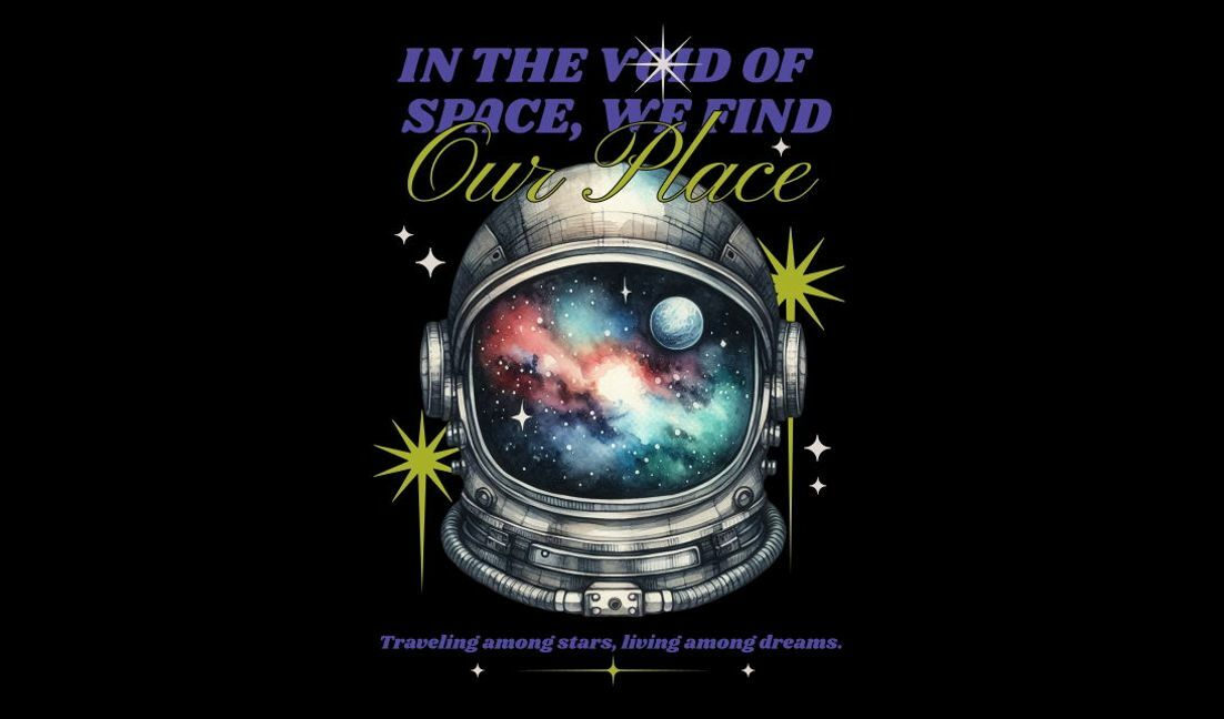 Modelo de design para camiseta Design de citação inspiradora de astronauta