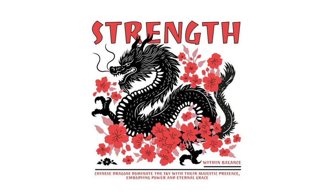 Majestic dragon strength design t-shirt design template