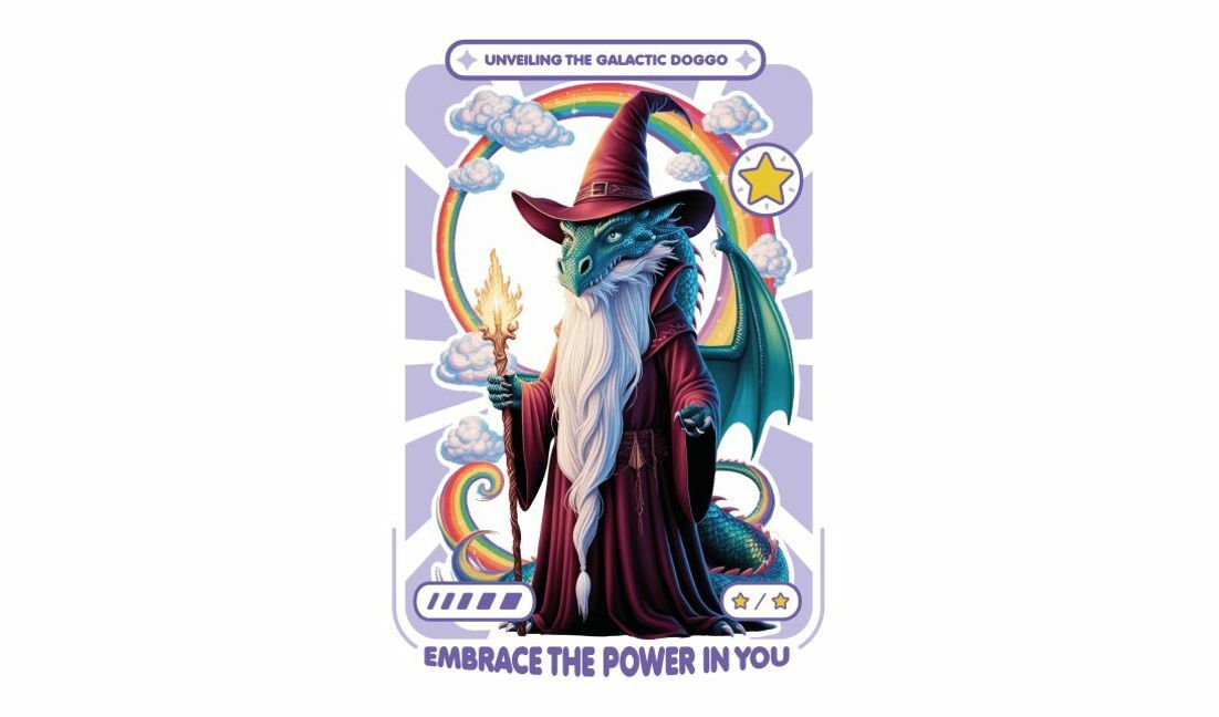 Galactic wizard dragon illustration t-shirt design template
