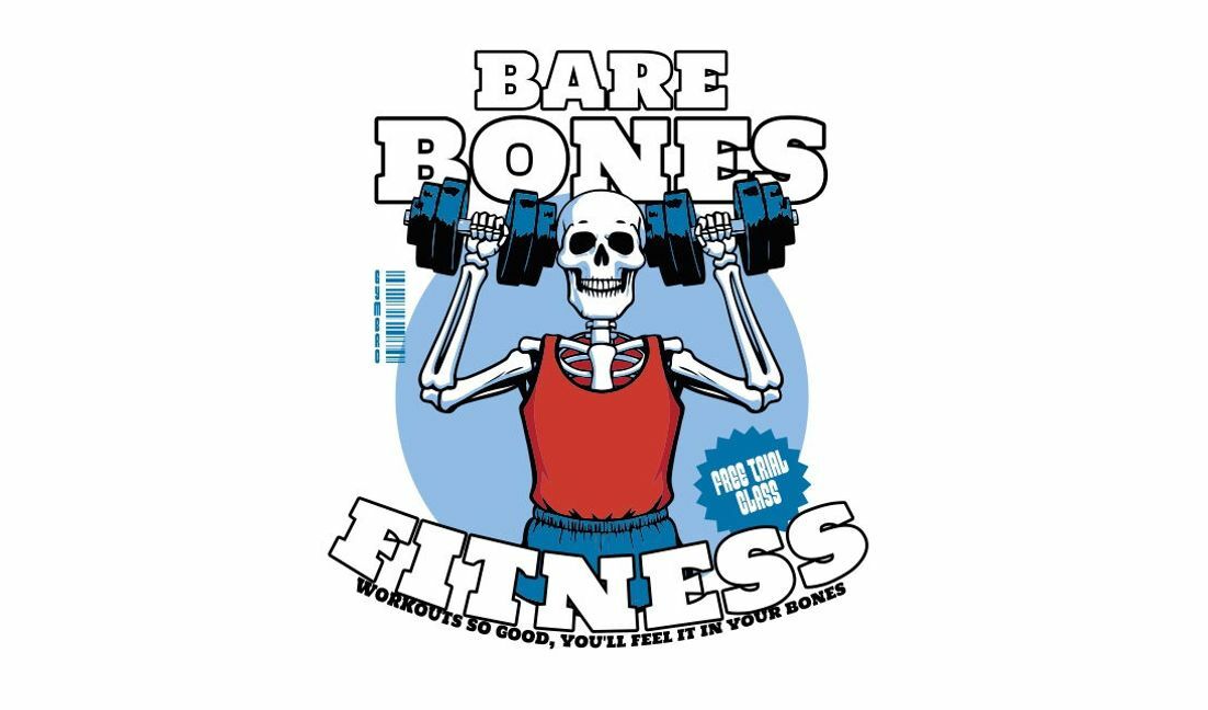 Playful skeleton fitness design t-shirt design template