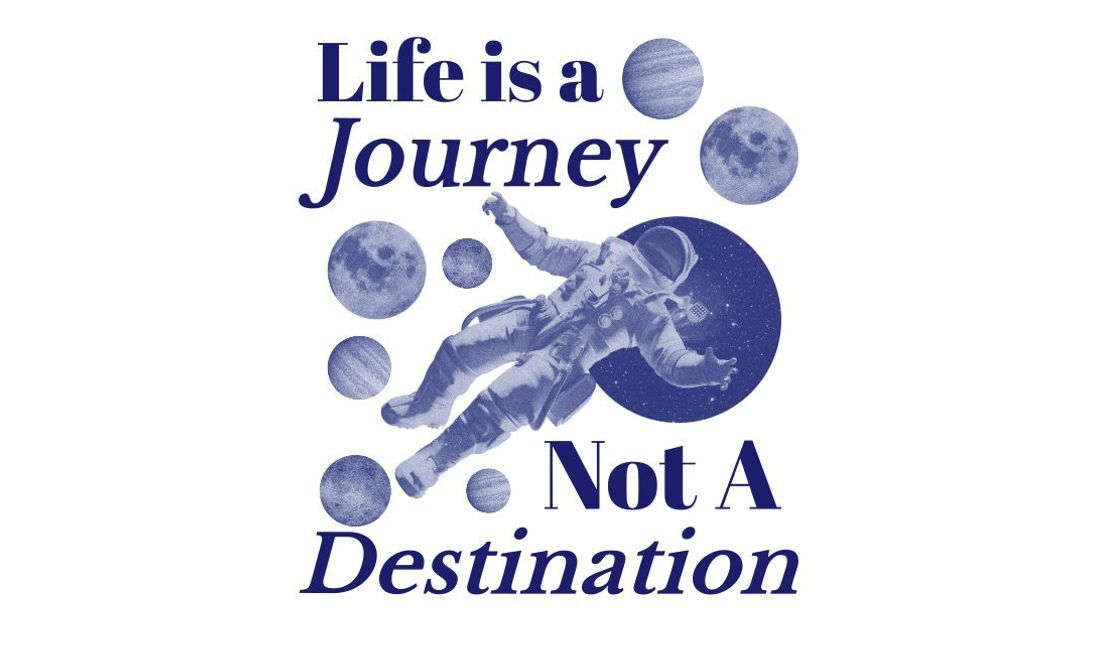 Plantilla de diseño para camiseta Diseño de cita inspiradora sobre el viaje de un astronauta