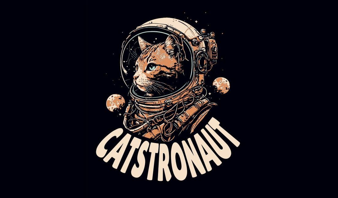 Astronaut cat design t-shirt design template
