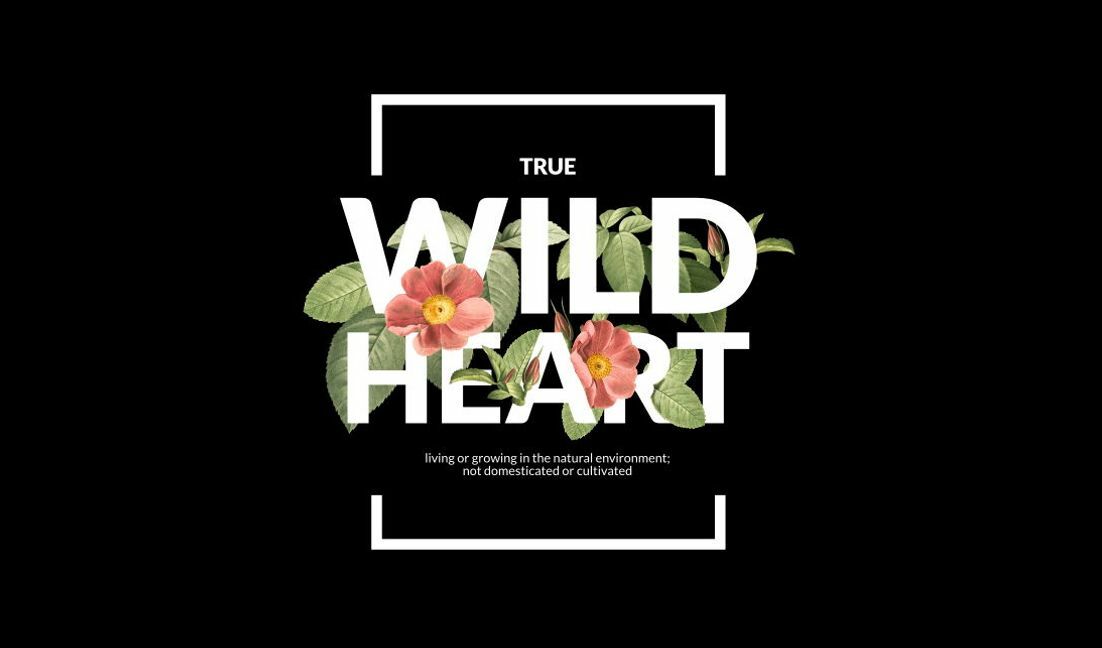 Floral wild heart typography design t-shirt design template