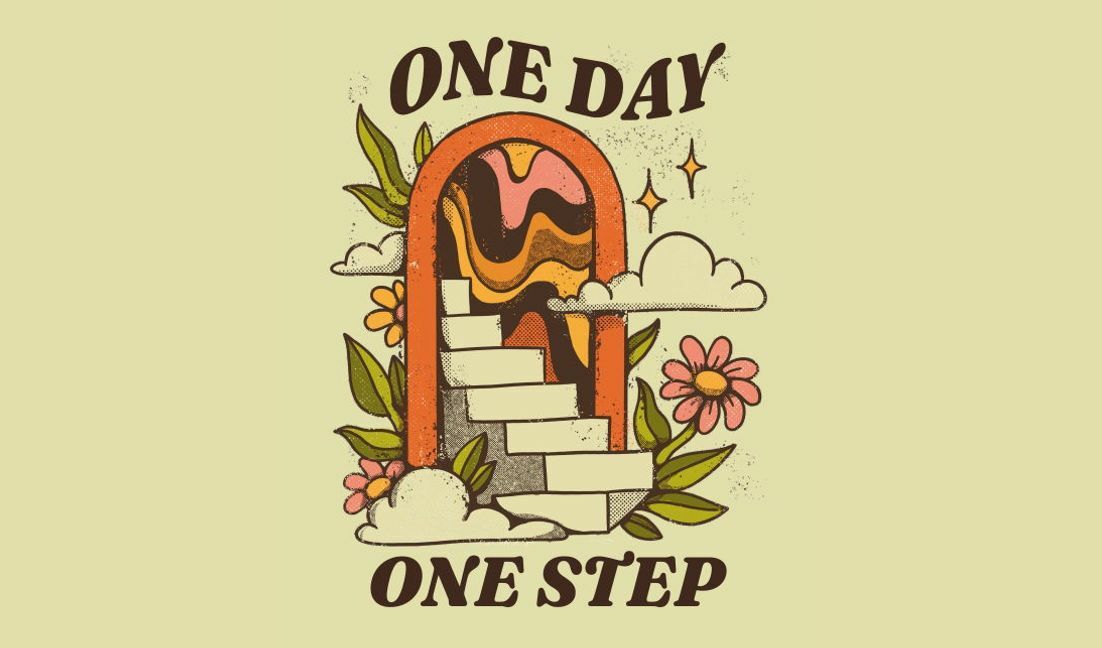 Modelo de design para camiseta Projeto de escada inspiradora com citação motivacional
