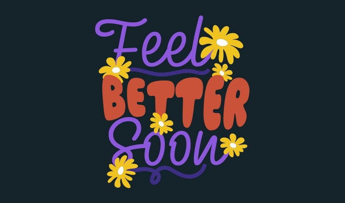 Verspieltes Blumendesign ?Gute Besserung? T-Shirt-Designvorlage