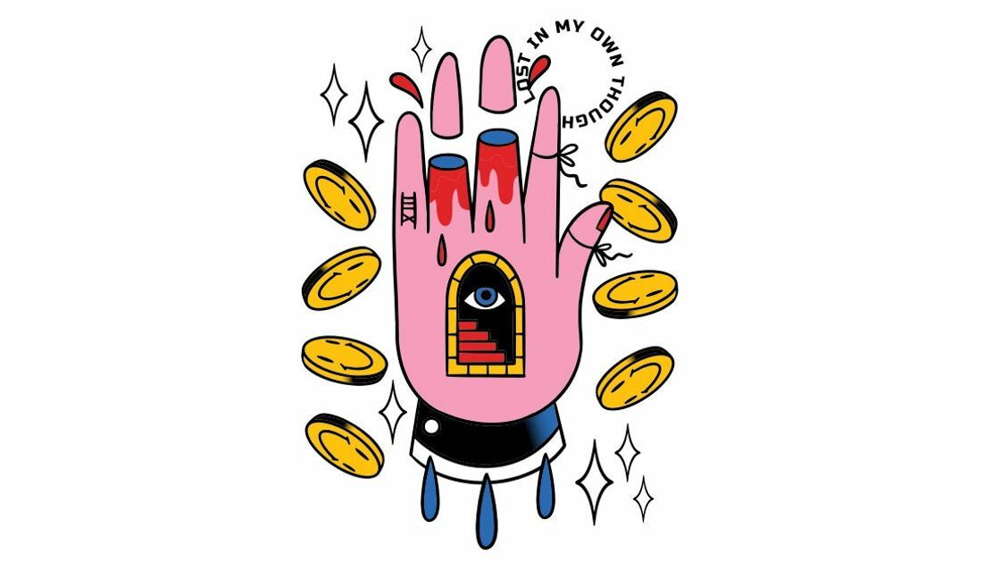 Modelo de design para camiseta Ilustração de mão única com detalhes ousados