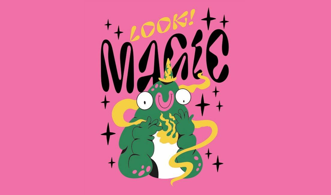 Modelo de design para camiseta Design de ilustração de sapo mágico lúdico
