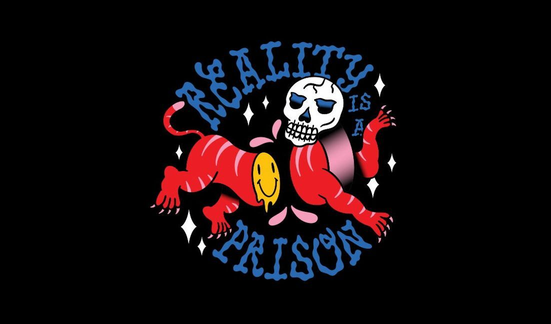 Intriguing graphic design featuring skull and playful elements t-shirt design template
