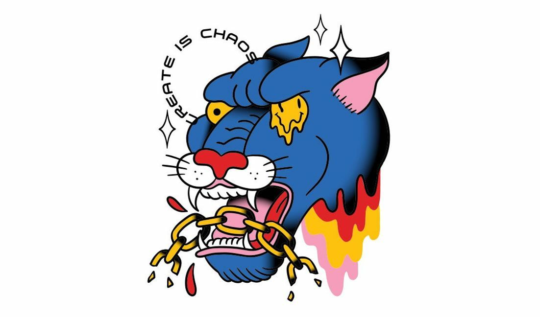 Vivid panther graphic design with bold statement t-shirt design template