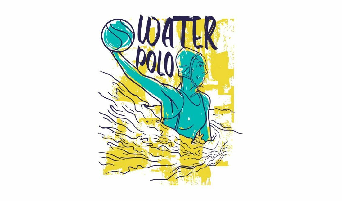 Dynamic water polo graphic design t-shirt design template