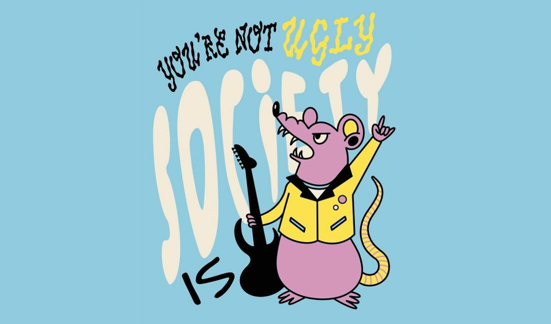 Modelo de design para camiseta Ilustração de rato brincalhão com mensagem social