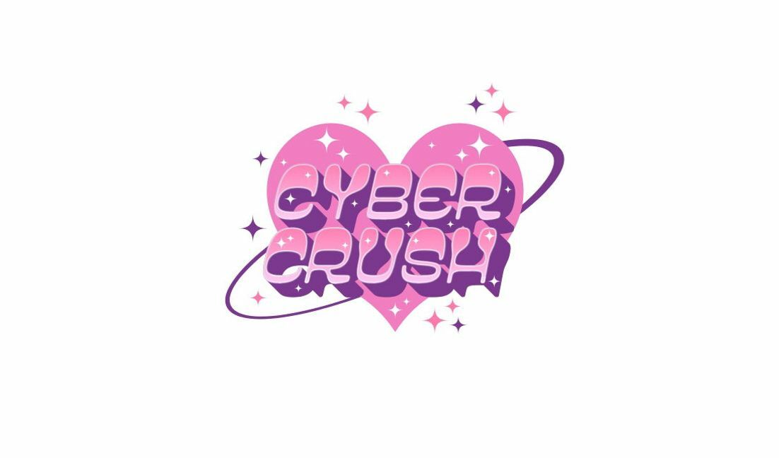 Playful heart design with cyber crush text t-shirt design template