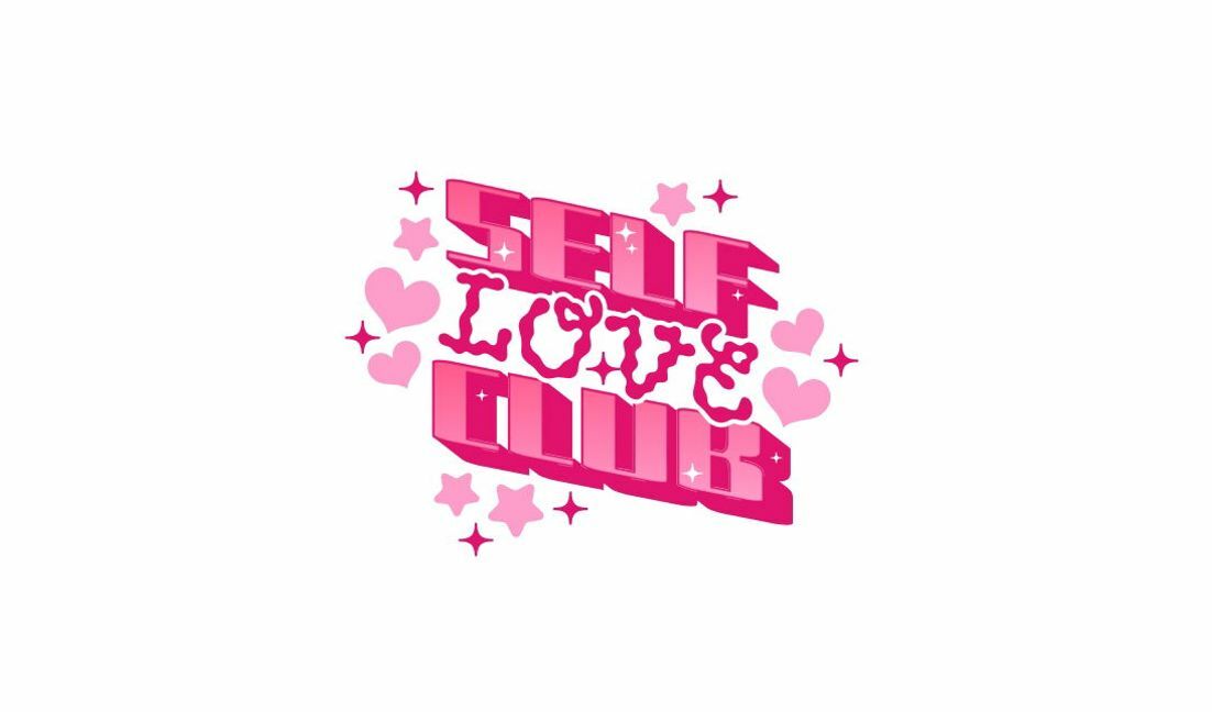 Modelo de design para camiseta Design gráfico de clube de amor próprio lúdico
