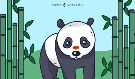 Diseño de ilustración de dibujos animados de panda