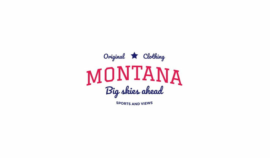Vintage-Logo-Design für Montana-Kleidung mit inspirierendem Zitat T-Shirt-Designvorlage