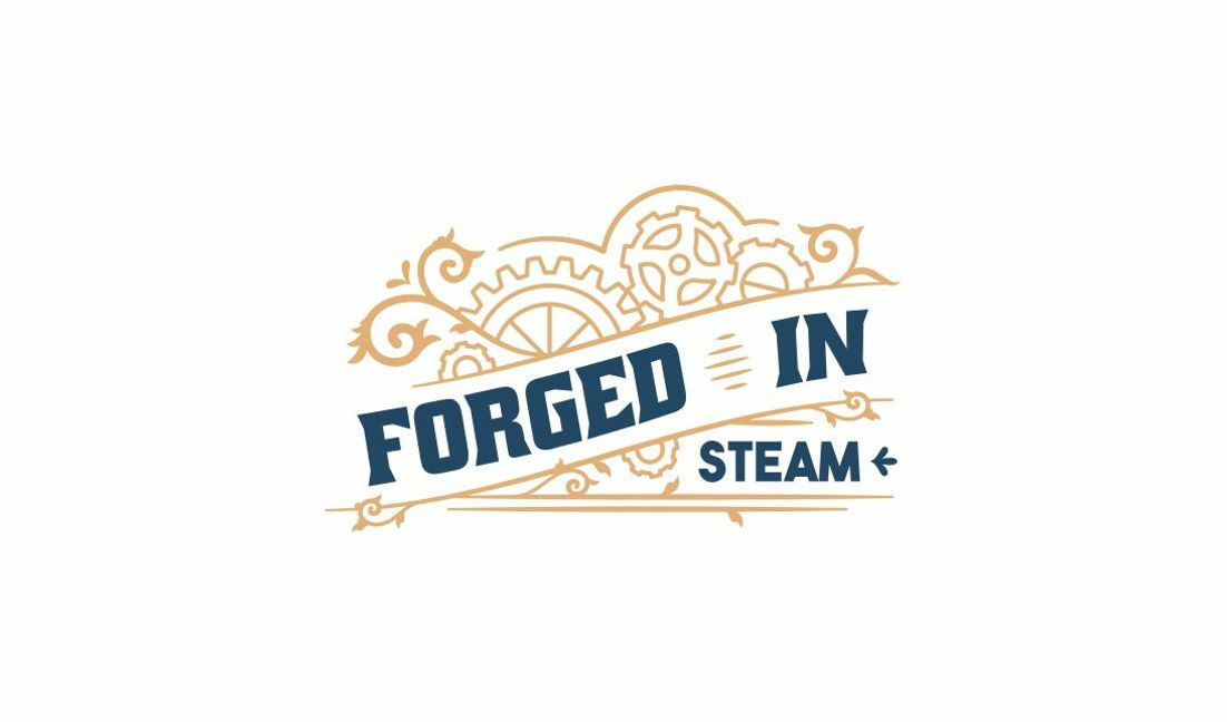 Plantilla de diseño para camiseta Diseño de engranajes inspirado en Steampunk con mensaje forjado en vapor.