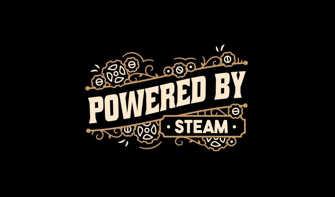 Vintage steampunk powered by steam design t-shirt design template