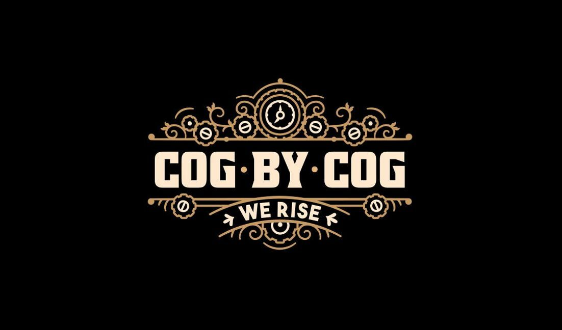 Intricate steampunk cog design with motivational quote t-shirt design template