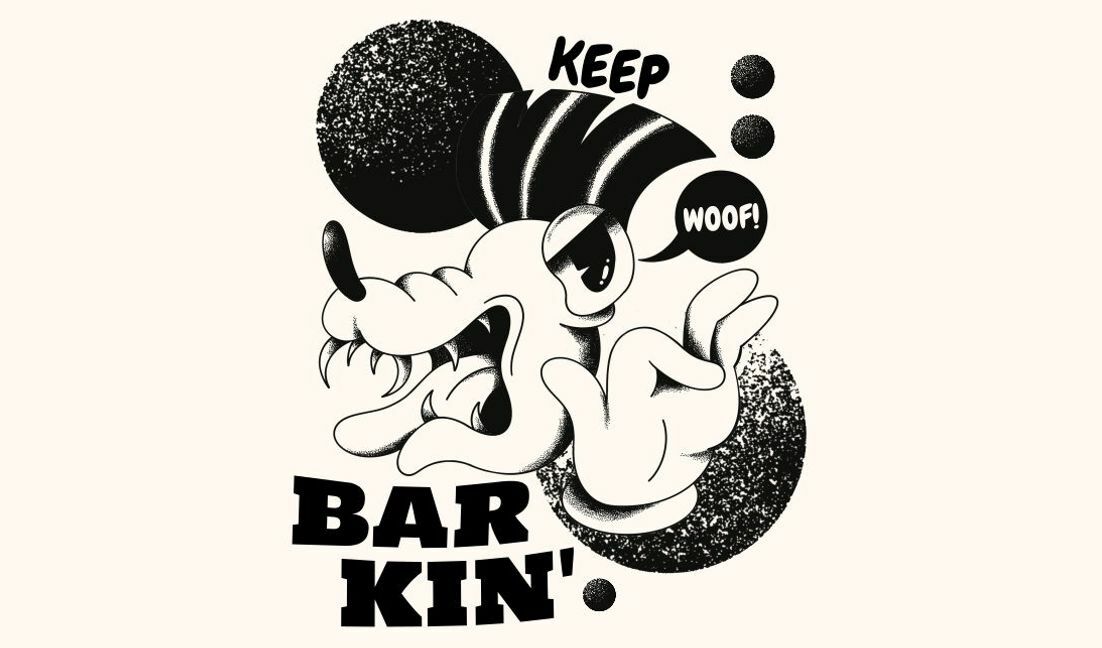 Playful dog-themed illustration with humorous caption t-shirt design template