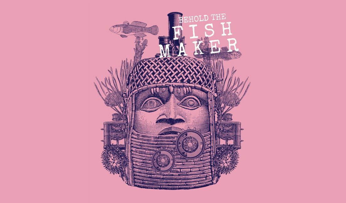 Intricate fish maker illustration with detailed design t-shirt design template