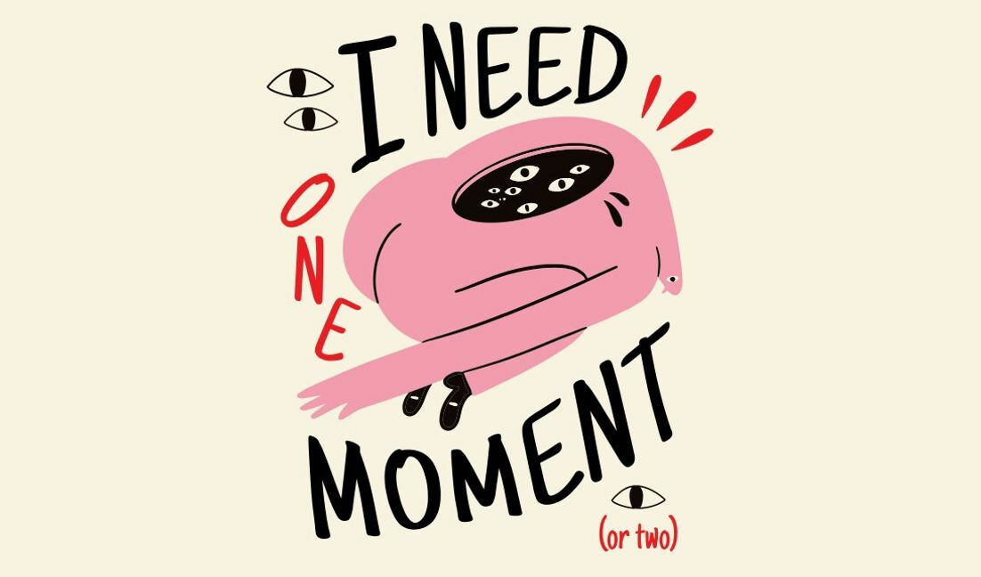 Unique cartoon-style moment quote illustration t-shirt design template