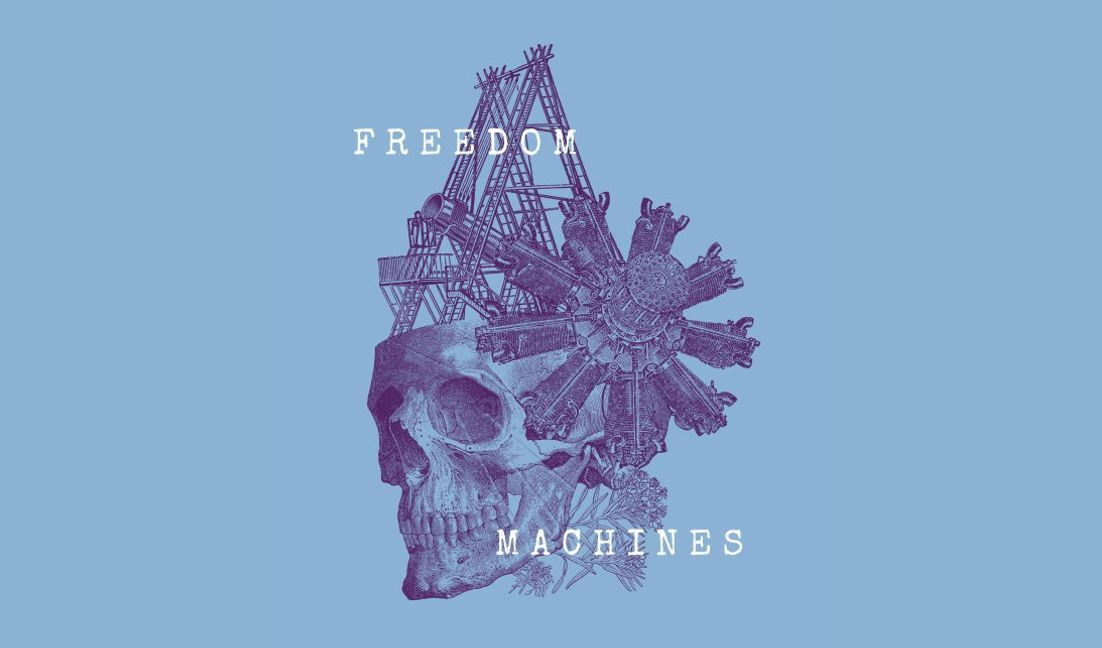 Unique skull and machinery art design t-shirt design template