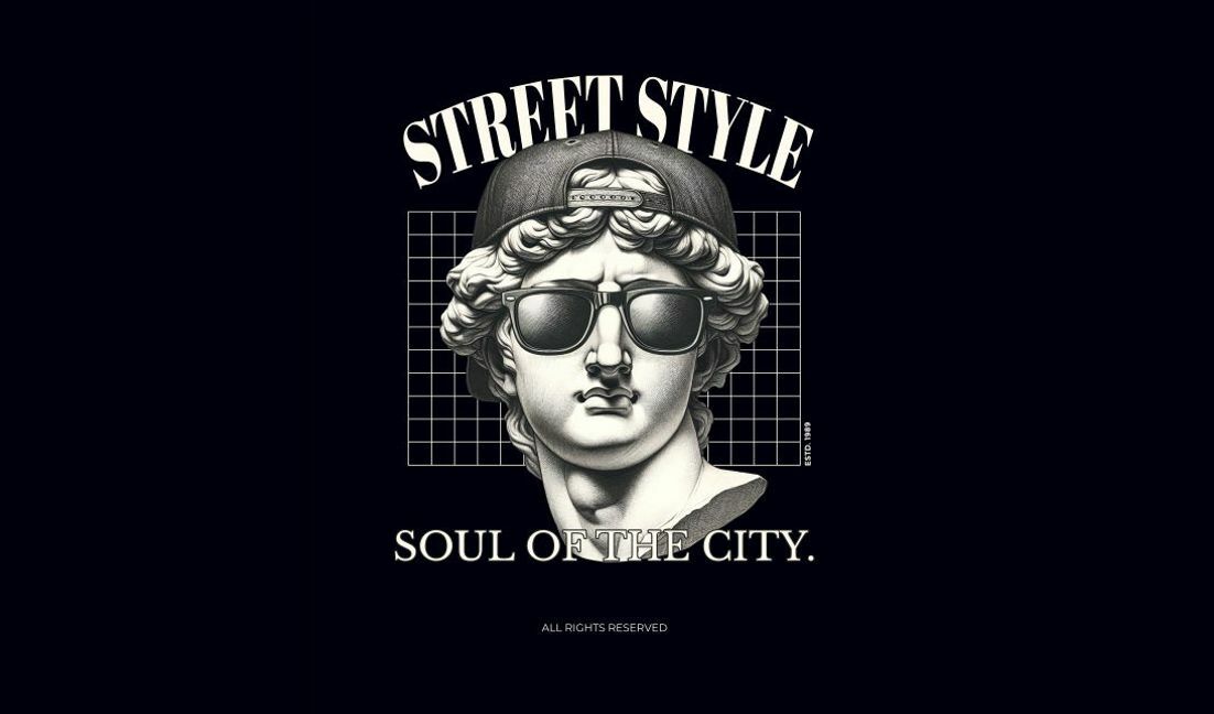 Modelo de design para camiseta Design gráfico de estilo urbano de rua
